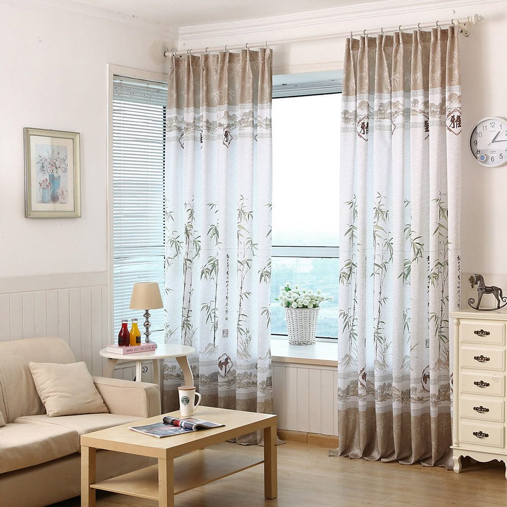 Bamboo Printing Window Curtain Half Shading Tulle for Bedroom Living Room Balcony Decor As shown_1m wide * 2m high ZopiStyle