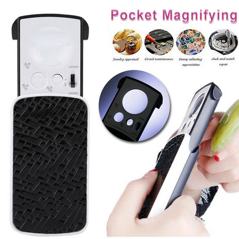 30X 60X 90X Pockets Magnifying Magnifier Jeweler Eye Glass Loupe Loop with LED Light 8.5*4.5*2CM black ZopiStyle