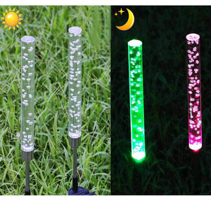 2Pcs LED Solor Lawn Lamp Colorful Outdoor Waterproof Acrylic Bubble Tube Light Colorful ZopiStyle