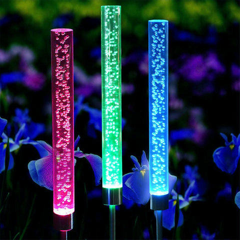 2Pcs LED Solor Lawn Lamp Colorful Outdoor Waterproof Acrylic Bubble Tube Light Colorful ZopiStyle