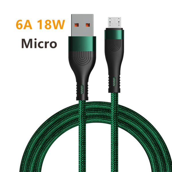 6a 66w Nylon Braided Data  Cable Super Fast Charging Mobile Phone Charger Cable For Data Transmission Compatible For Iphone 13 Huawei Xiaomi 1 meter_micro interface ZopiStyle