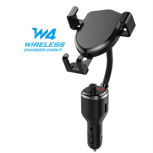 10W Wireless Fast Charge Vehicle MP3 Transmitter Dual USB Mobile Phone Holder Stand black ZopiStyle