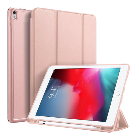 DUX DUCIS For iPad air 3 2019 / ipad pro 10.5 PU Leather+TPU Bottom Shell 3 Folding Protective Case with Pen Holder Pink ZopiStyle