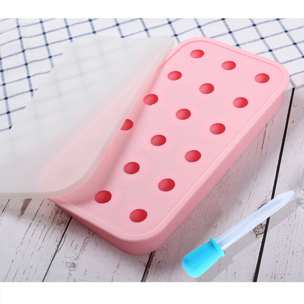 18 Grids Ice Cream Mold Silica Gel Ice Box Kitchen Bar Homemade Ice Hockey Ball Moulds 22mm water drop pink + tube drop ZopiStyle