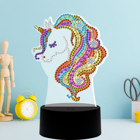 DIY Diamond Painting LED Night Light Cartoon Horse 3D Embroidery Colorful Lamp Home Decoration As shown ZopiStyle