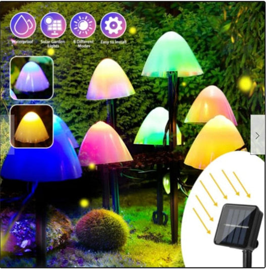 10 Lights 3m Mini Lights Solar  Mushroom Garlands, Solar Lighting String Light Garden Decorative, Waterproof Ip65 Fairy Lights For Patio Pathway Colorful ZopiStyle