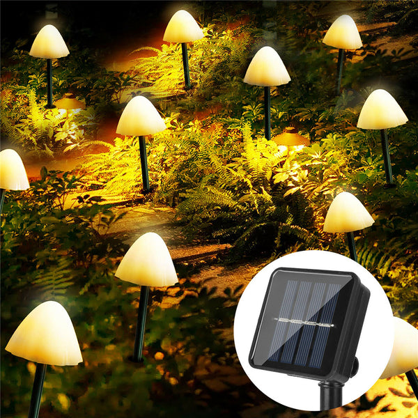 10 Lights 3m Mini Lights Solar  Mushroom Garlands, Solar Lighting String Light Garden Decorative, Waterproof Ip65 Fairy Lights For Patio Pathway Warm White ZopiStyle