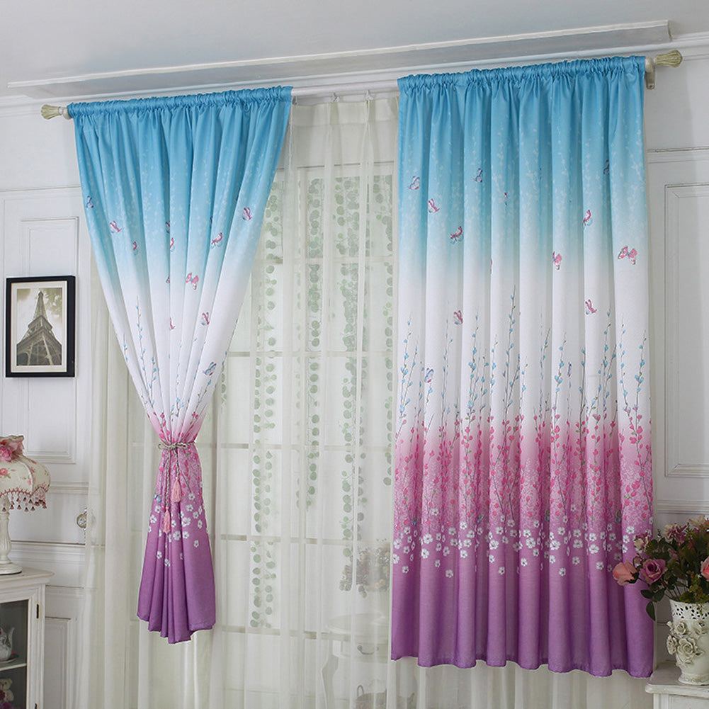 Window Curtain with Butterflies Pattern Half Shading Drapes for Living Room Bedroom As shown_1.5m wide * 2m high ZopiStyle