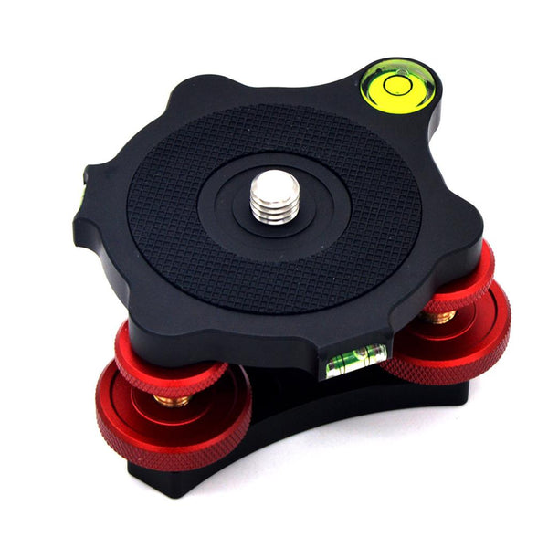 Veledge LP-64 Precision Leveling Base Tripod Head Plate 3/8 inch Mounting Screw for Camera Tripod Black red ZopiStyle