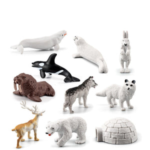 10 Pcs/bag Arctic  Animals  Model Polar Animal Action Figures Miniature Lovely Kid Toy Ornaments As shown ZopiStyle