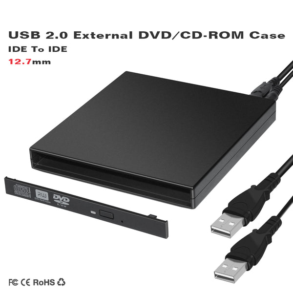 12.7mm Thick Usb 2.0 Ide Portable Optical  Drive  Box SATA Hard Disk Interface Black ZopiStyle
