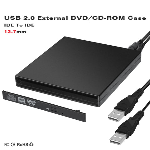 12.7mm Thick Usb 2.0 Ide Portable Optical  Drive  Box SATA Hard Disk Interface Black ZopiStyle