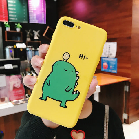 Couple Cute Cartoon Yellow Green Small Dinosaur Mobile Phone Protection Shell Phone Case Phone Cover For OPPO yellow_OPPO A5/A3S/4g version ZopiStyle