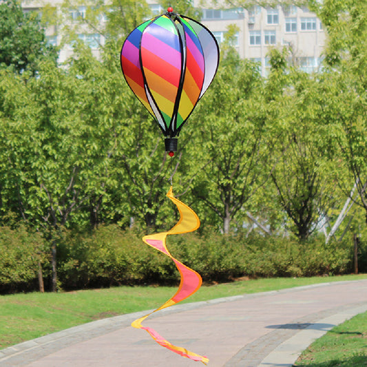 Hot Air Balloons Wind Spinner Striped Windsock Curlie Tail Colorful Kinetic Hanging Decoration Garden Yard Outdoor Toy  stripe ZopiStyle