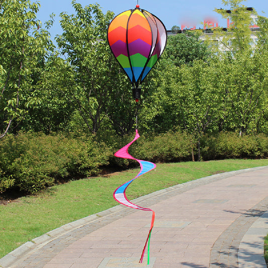 Hot Air Balloons Wind Spinner Striped Windsock Curlie Tail Colorful Kinetic Hanging Decoration Garden Yard Outdoor Toy  water chestnut ZopiStyle