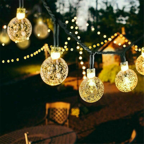 2.5cm Crystal  Ball  Lamps With Solar Energy Led For Outdoors Garden Of 5m Or 9.5m With 20 Or 50 Lamps 5m 20 lights (2.5CM) solar ZopiStyle