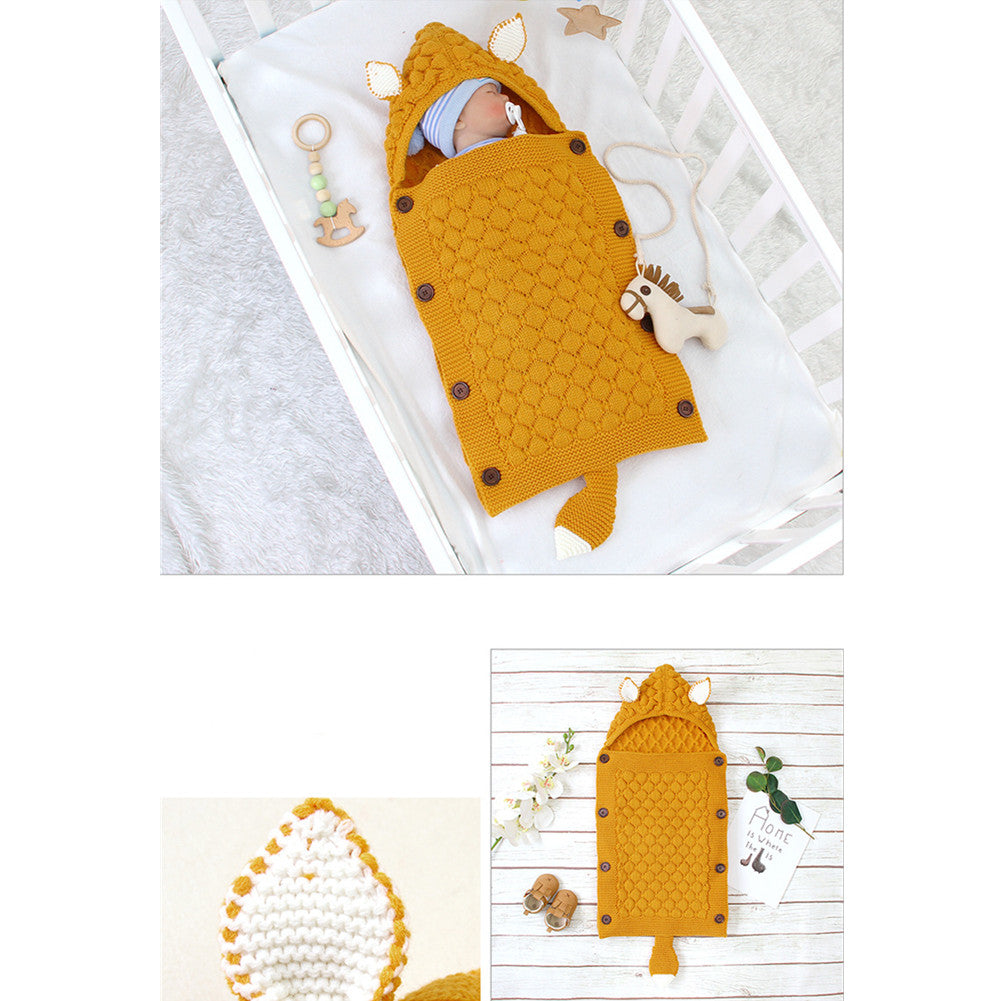 Spring Autumn Knitting Sleeping Bag Photographic Props Swaddling Blanket for Newborn Natural yellow ZopiStyle