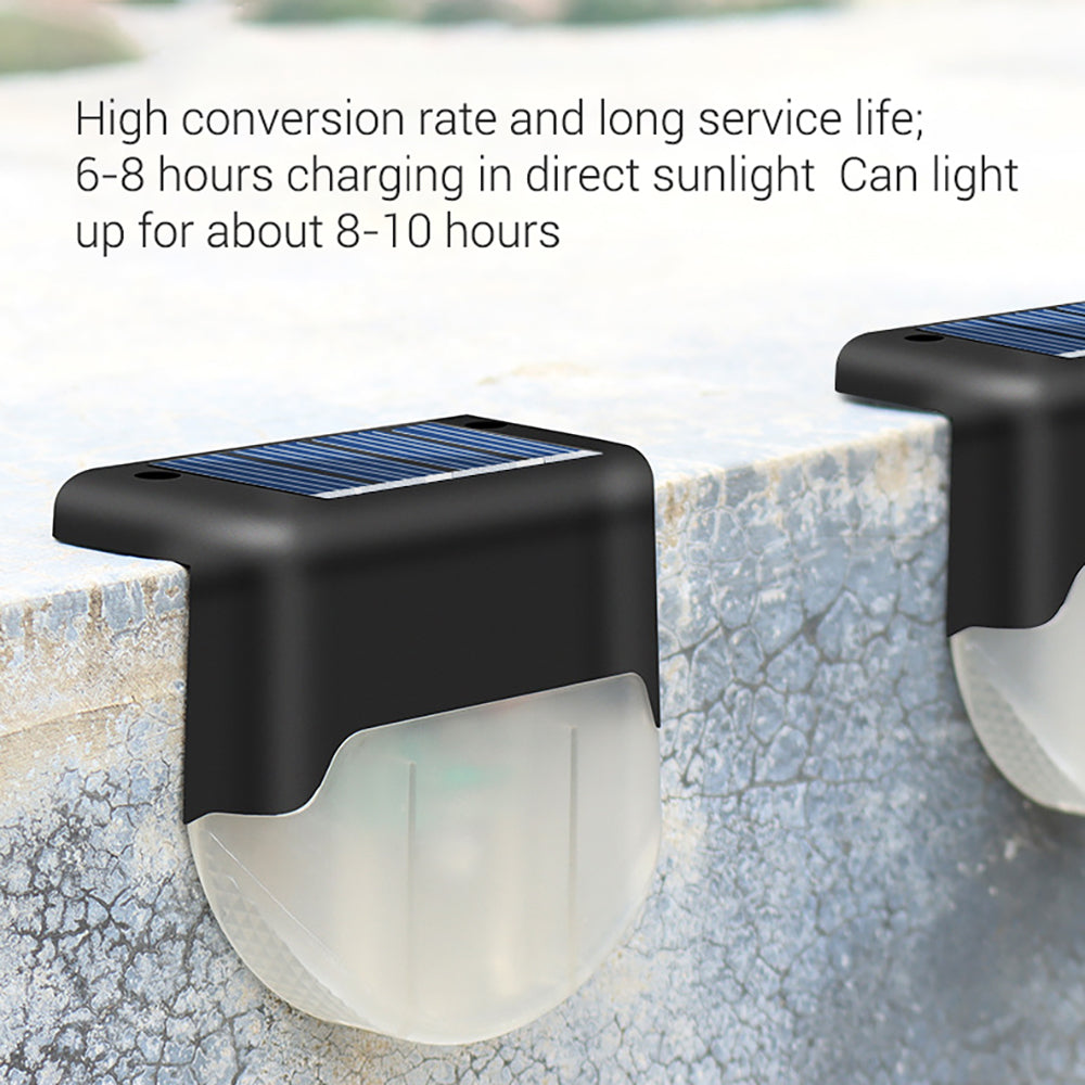 4Pcs Solar Lamp LED Waterproof Outdoor Light for Waterproof Landscape Step Stair Deck Yard Balcony Fence Black warm light ZopiStyle