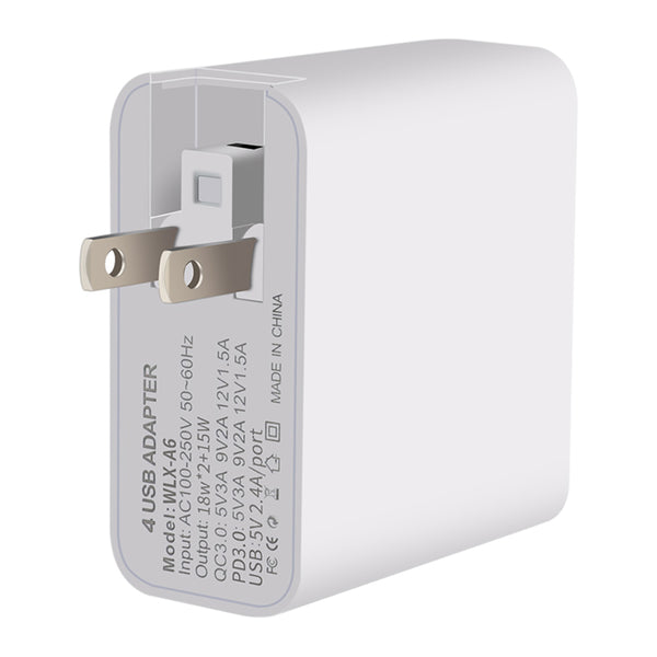 51w Qc3.0 High-power Usb Multi-port Fast Charger With Foldable Plug Mobile Phone Charger white ZopiStyle