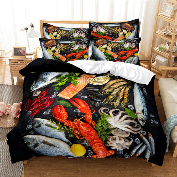 2Pcs/3Pcs Full/Queen/King Quilt Cover +Pillowcase 3D Digital Printing BBQ Fruit Series Beeding Set Quee ZopiStyle