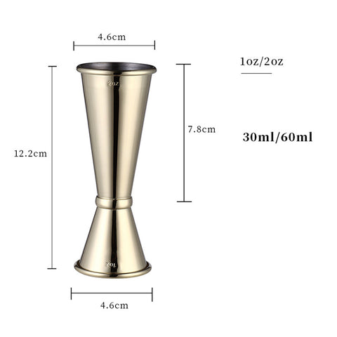 304 Stainless Steel Double Measuring Cup Curling Cup  1oz/2oz gold plated ZopiStyle
