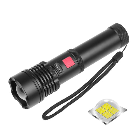 XHP 50 LED Flashlight USB Rechargeable Torch with Battery for Outdoor Camping black_Model 1478 ZopiStyle