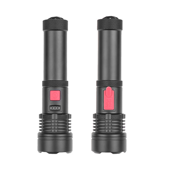 XHP 50 LED Flashlight USB Rechargeable Torch with Battery for Outdoor Camping black_Model 1478 ZopiStyle