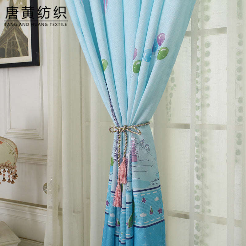 Cartoon Window Curtain with Hot Air Balloon Pattern Half Shading Drapes for Living Room Balcony As shown_1.5 * 2 meters high ZopiStyle