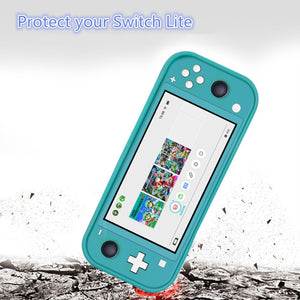 Protective Cover+Tempered Glass Screen Protector+3 in 1 Clean Supplies Set for Switch Lite gray ZopiStyle
