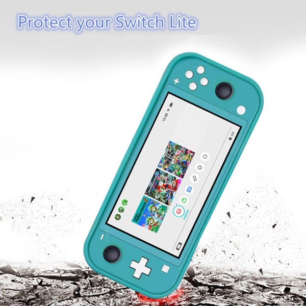 Protective Cover+Tempered Glass Screen Protector+3 in 1 Clean Supplies Set for Switch Lite blue ZopiStyle