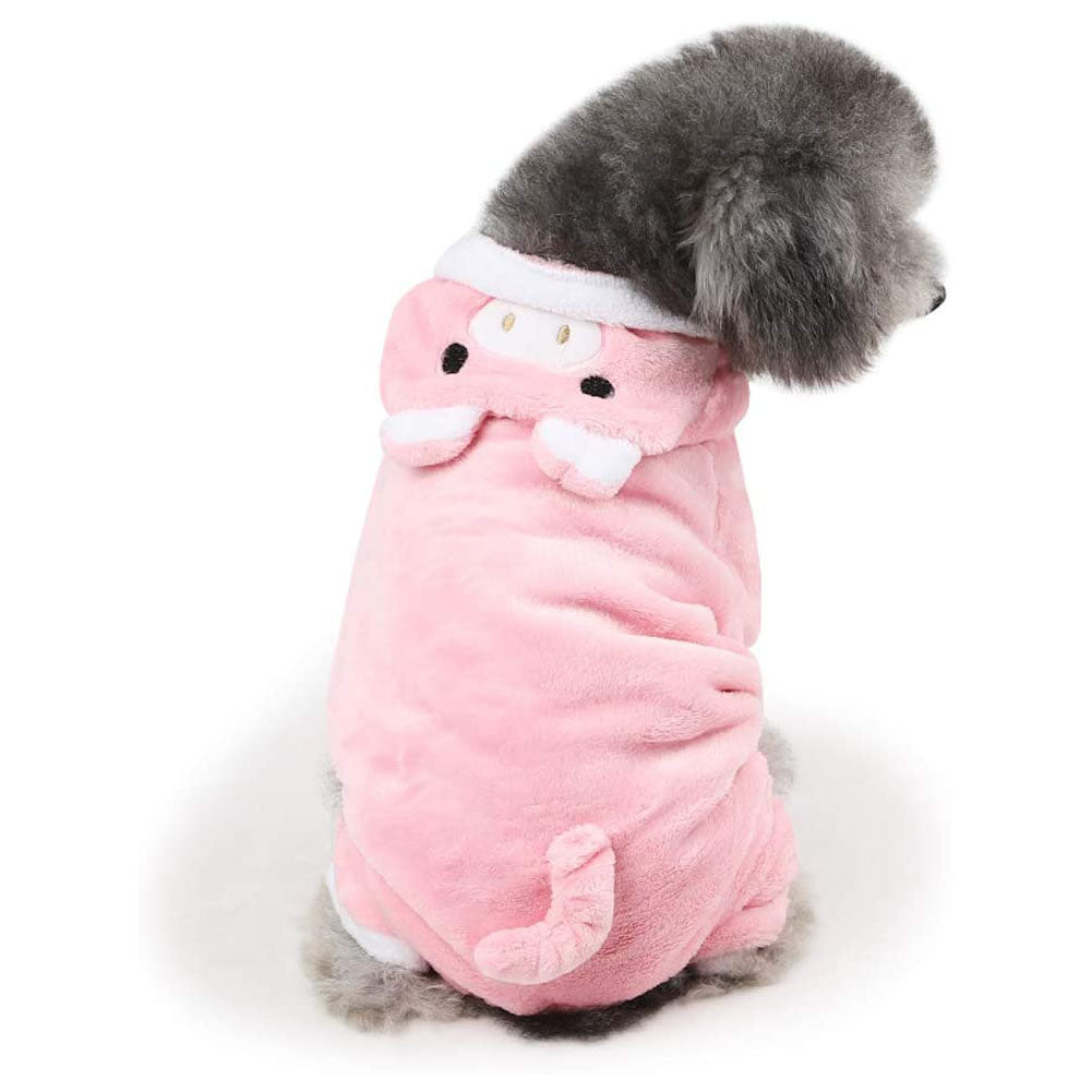 Dog Coat Piggy-shape Four-legged Autumn and Winter Casual Pet Clothes Pink_L ZopiStyle