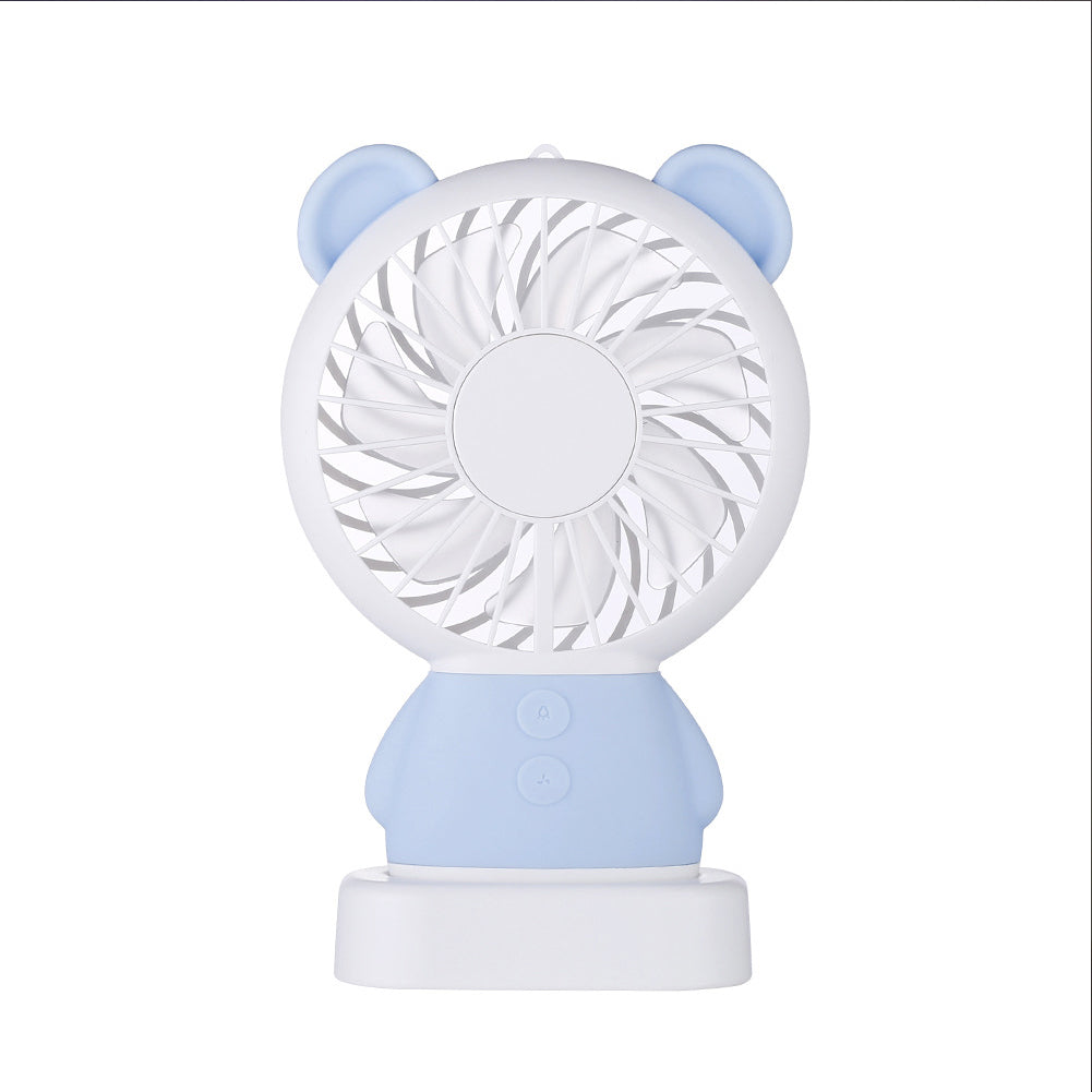 USB Rechargeable Handheld Cute Mini Fan with Colorful Light for Student blue ZopiStyle