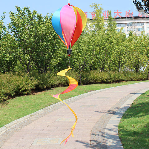 Hot Air Balloons Wind Spinner Striped Windsock Curlie Tail Colorful Kinetic Hanging Decoration Garden Yard Outdoor Toy  Six color cloth ZopiStyle