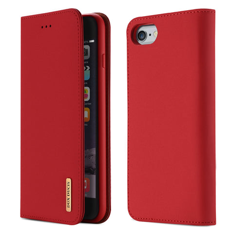 DUX DUCIS For iPhone 6/6s Luxury Genuine Leather Magnetic Flip Cover Full Protective Case with Bracket Card Slot red ZopiStyle