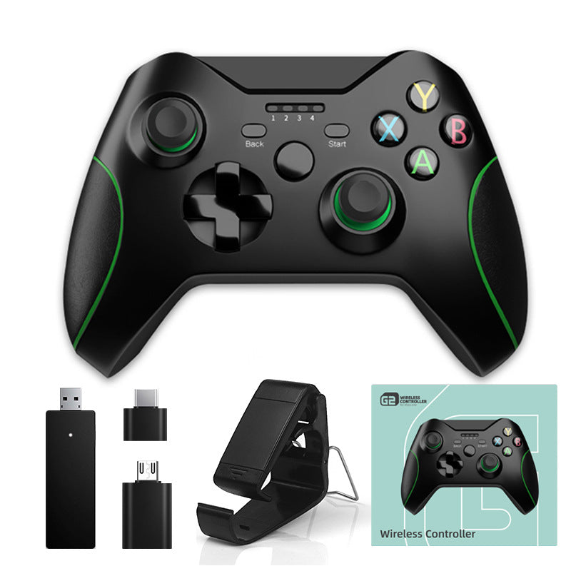 2.4g Non-slip Wireless Game  Controller With Indicator Leds 360 Degrees Ergonomic Design Dual Vibration Function Compatible For Xbox One Ps3 Handle + receiver + Type-C interface + Android interface + bracket + colorful box ZopiStyle