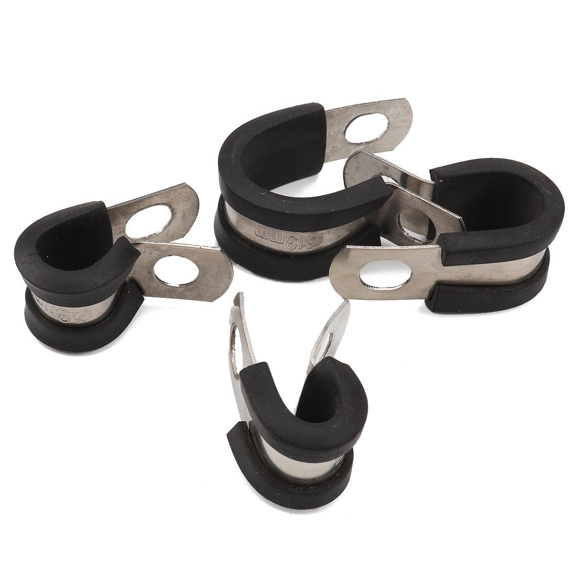 48pcs 5 Size Cable Clamp Rubber Cushion Insulated Clamp Stainless Steel Metal Clamp ZopiStyle