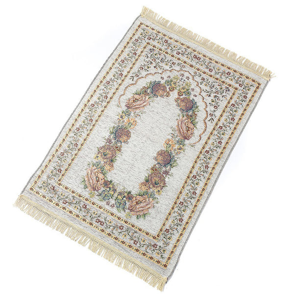 Islamic Pilgrimage Blanket Muslim Prayer Mat Lightweight Thin Carpet Islam Eid Ramadan Gift White_70cm*110cm ZopiStyle