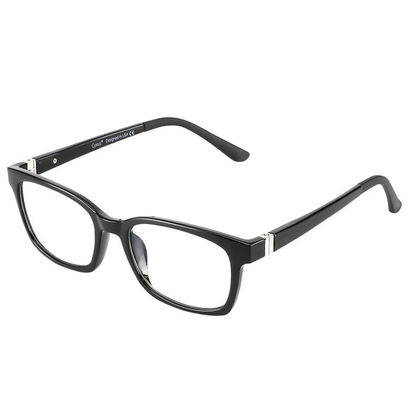 [US Stock] Cyxus Computer Glasses Blue Light Blocking for Women Men Gaming Eyewear Reduce Eyestrain (8086T01, Bright Black) ZopiStyle