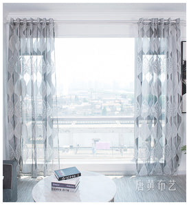 100*250cm Tulle Curtain Leaf Print Perforated Drapes for Home Living Room Balcony Decoration Coffee color_100*250cm (W*H) ZopiStyle