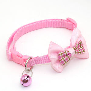 Pet Plaid Bowknot Collar for Cat Dog Adjustable Collar with Bell  Red_1.0 ZopiStyle