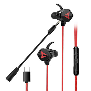 G5 Type-c Interface Gaming In-ear Headphones With Microphone Chicken-eating Headset Earphones Smartphone Wired Mobile Phone Earbuds black red ZopiStyle