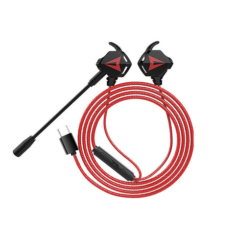 G5 Type-c Interface Gaming In-ear Headphones With Microphone Chicken-eating Headset Earphones Smartphone Wired Mobile Phone Earbuds black red ZopiStyle
