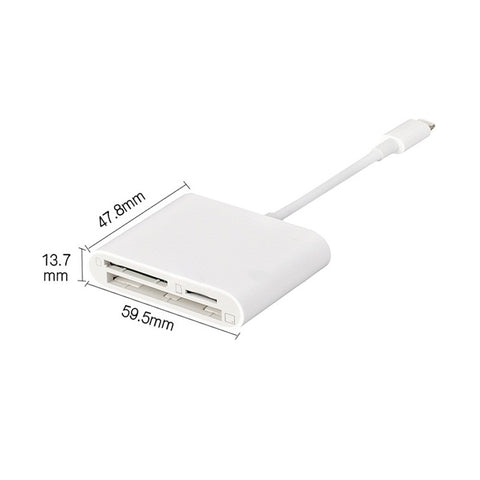 Triple CF SD TF Card Reader Digital Camera Kit Accessories All In 1 OTG Cable Adapter white ZopiStyle