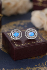 925 Sterling Silver Opal Round Stud Earrings Trendsi