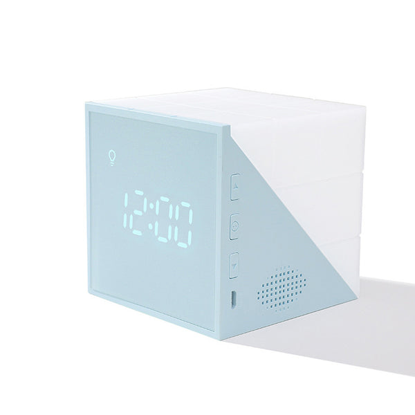Kids Cartoon USB Charging Alarm Clock LED Night Light Bedroom Kids Student Table Watch blue ZopiStyle