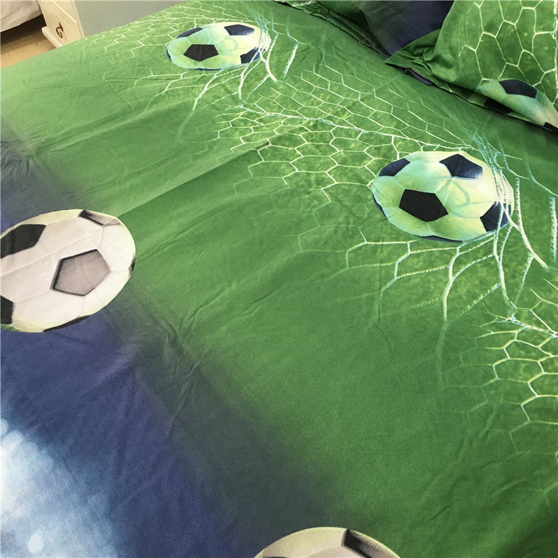 4 PCS 3D Football Bedding Sets Quilt Duvet Cover + Bed Sheet + Pillowcase Creative Personality Household Items ZopiStyle