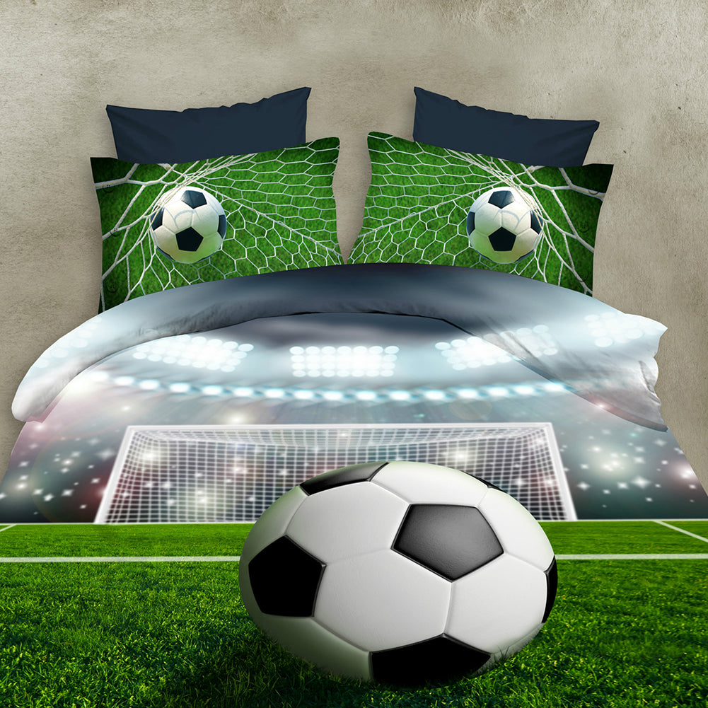 4 PCS 3D Football Bedding Sets Quilt Duvet Cover + Bed Sheet + Pillowcase Creative Personality Household Items ZopiStyle