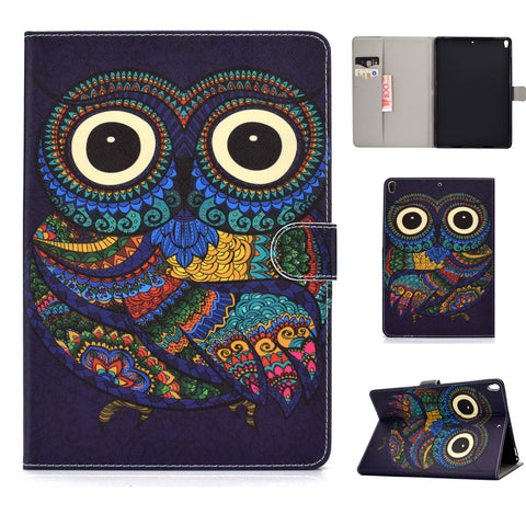 For iPad 10.5 2017/iPad 10.2 2019 Laptop Protective Case Color Painted Smart Stay PU Cover with Front Snap  owl ZopiStyle