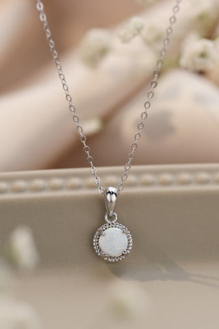 Opal Round Pendant Chain Necklace Trendsi