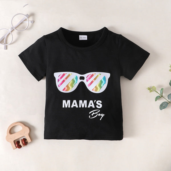 MAMA'S BOY Graphic T-Shirt and Camouflage Shorts Set Trendsi